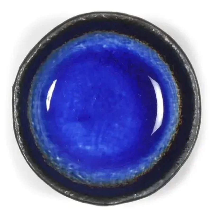 Miya Company 3.25 Inch Cobalt Blue Round Ceramic Dish - Handmade Decorative Serving Plate