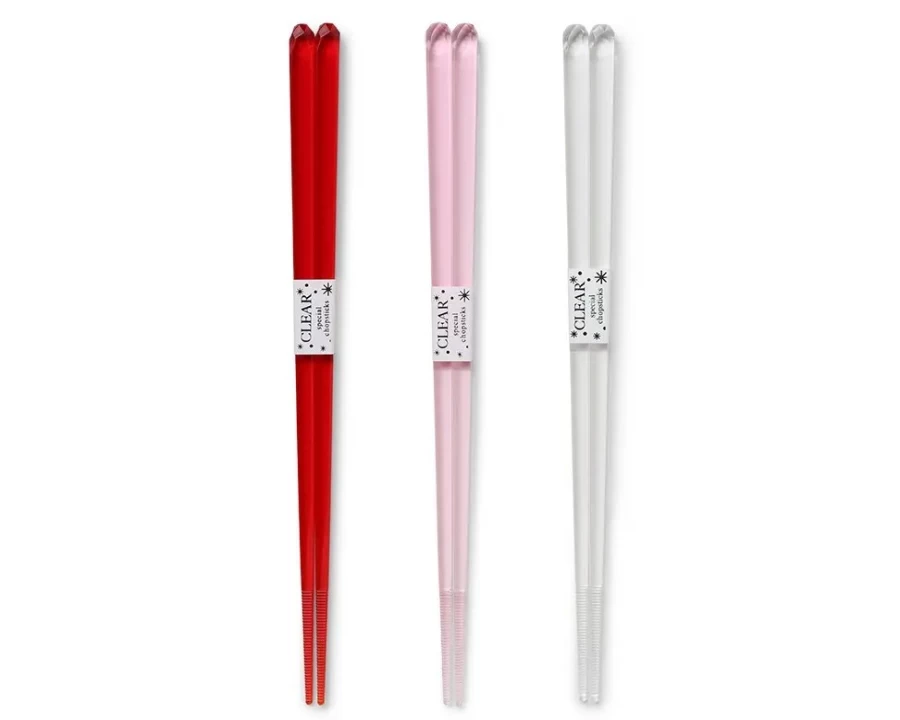 "MIYA COMPANY Acrylic Red Chopsticks Set of 3 - Durable & Stylish Kitchen Utensils"