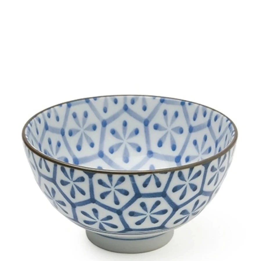 Miya Company Hana Kikkou 4.25-inch Japanese Rice Bowl – Elegant Floral Design Ceramic Bowl for Dining & Serving
