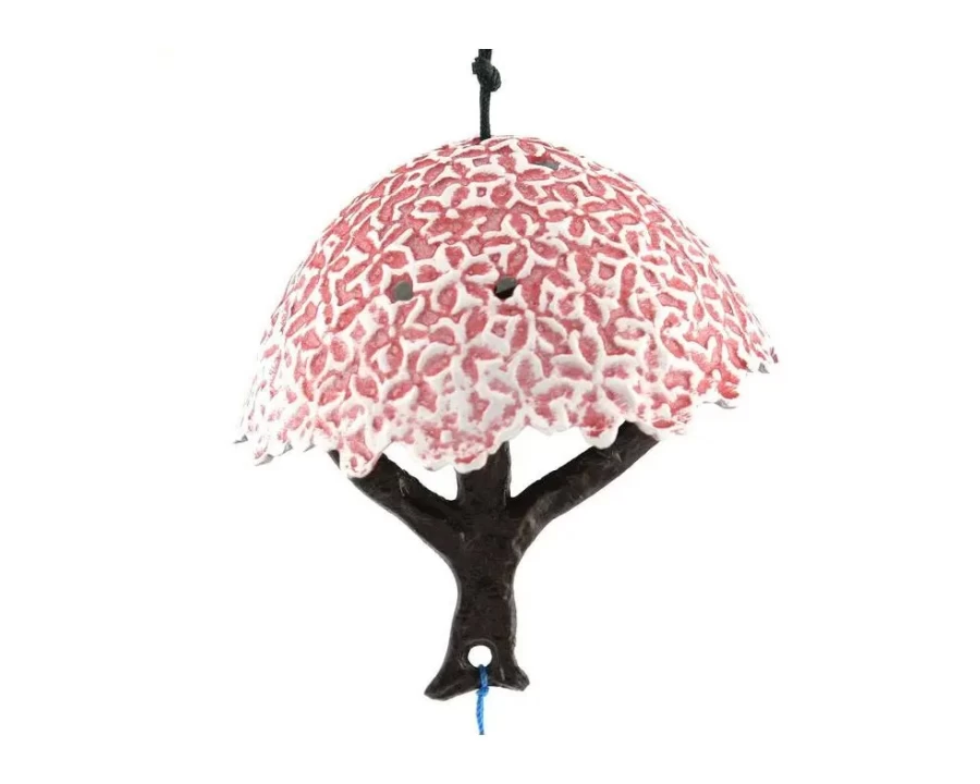 Miya Company Pink Sakura Tree Wind Chime - Handmade Decorative Outdoor Garden Wind Chime with Cherry Blossom Design