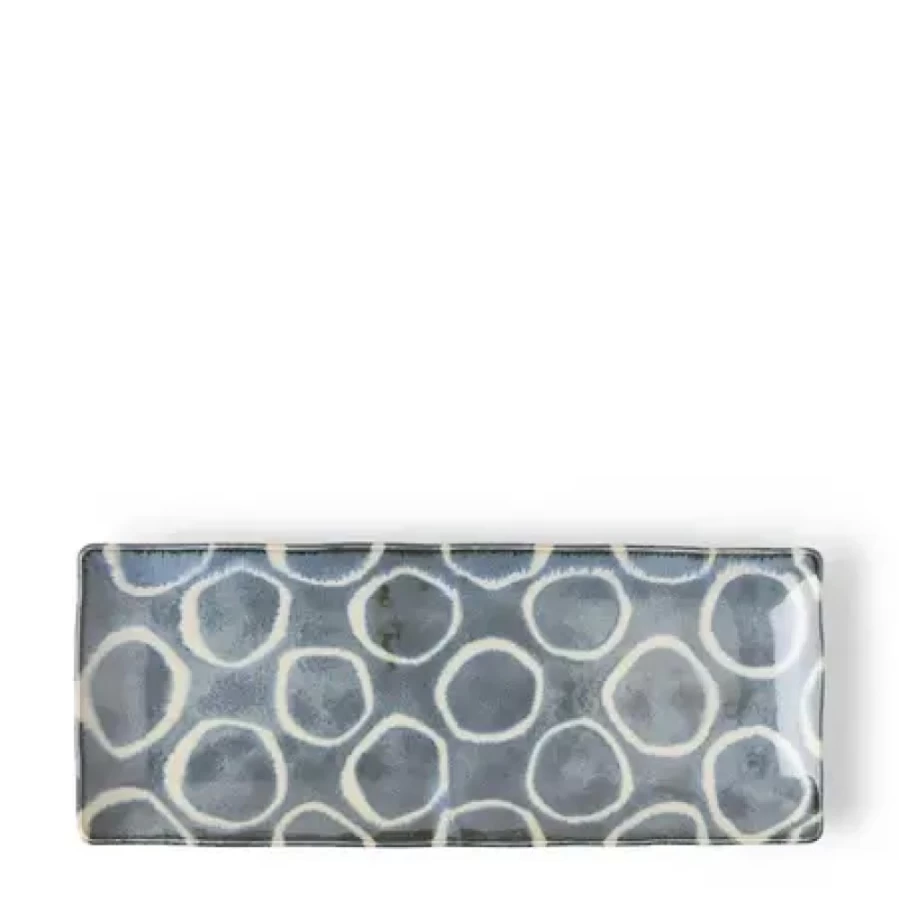 "Rustic White Ceramic Rectangle Plate - Handcrafted Dinnerware by Miya Company"