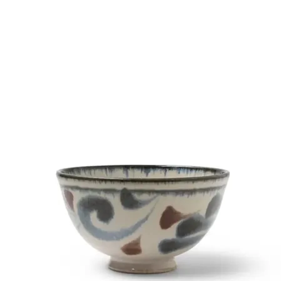 Miya Company Rustic Blue Vines Ceramic Rice Bowl – Handcrafted Farmhouse Dining Tableware