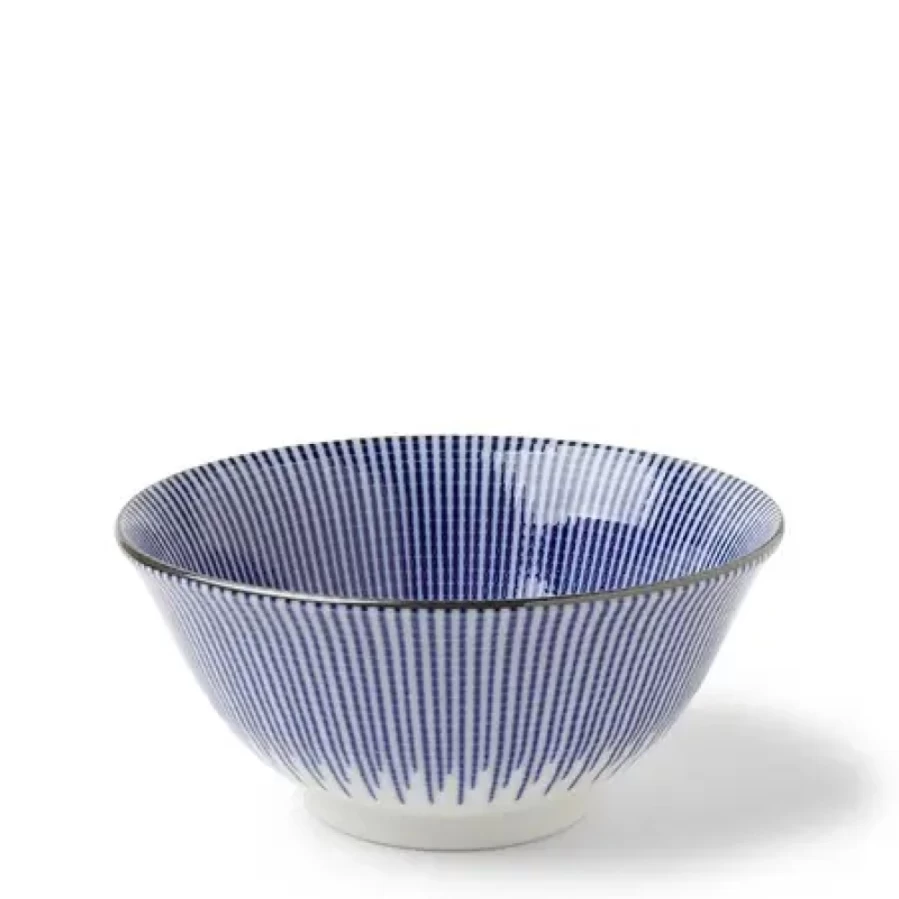 Miya Company 6-Inch Blue Spoke Design Ceramic Bowl – Handcrafted Dining & Serving Dish