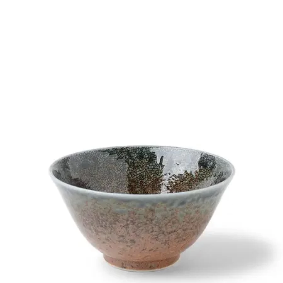 Miya Company Blue Sand Crackle Ceramic Bowl 5.25 Inch Handmade Decorative Serving Dish