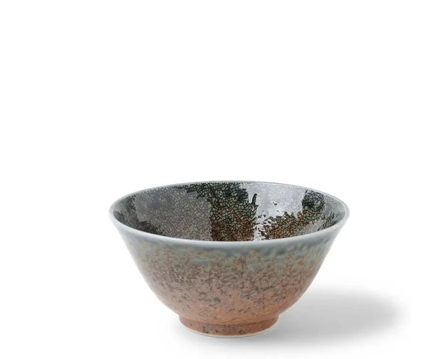 Miya Company Blue Sand Crackle Ceramic Bowl 5.25 Inch Handmade Decorative Serving Dish