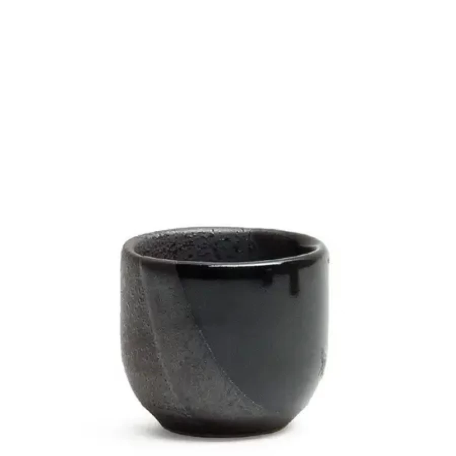 Miya Company Tenmoku Hankake 1 Oz. Sake Cup - Handcrafted Japanese Ceramic Sake Cup for Authentic Drinking Experience