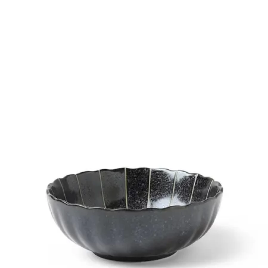 Miya Company Kasa Lines Black Ceramic Bowl 5.5 Inch - Elegant Dining & Serving Dish