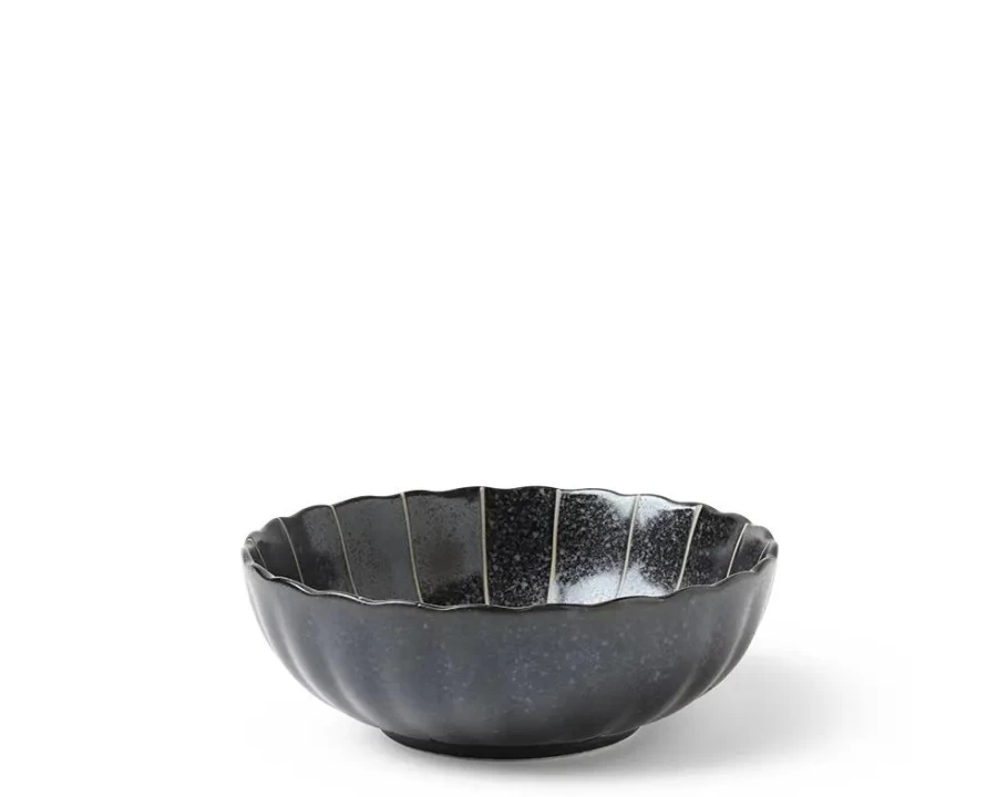 Miya Company Kasa Lines Black Ceramic Bowl 5.5 Inch - Elegant Dining & Serving Dish