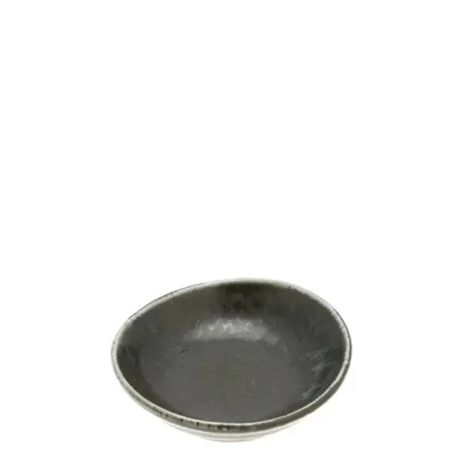 Miya Company Black Cosmos 3.25 Inch Shell-Shaped Sauce Dish for Elegant Dining