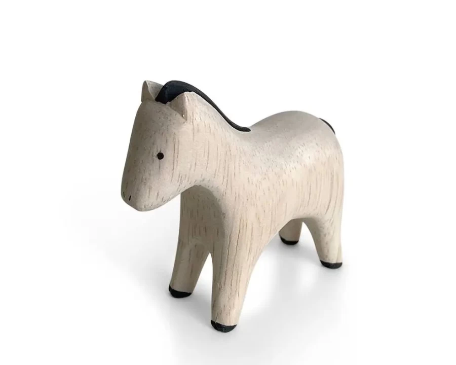 Miya Company Wooden Pony Toy - Handcrafted T-Lab Animal Figurine for Kids Collection