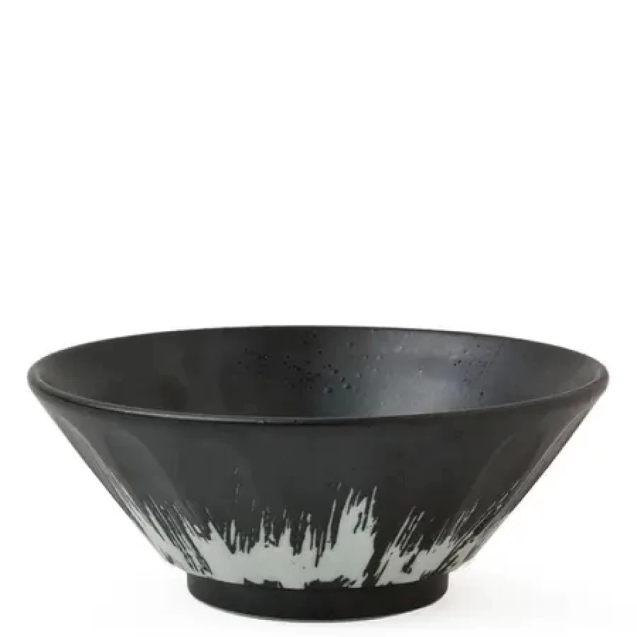 Miya Company Bincho Black 7.75 Inch Noodle Bowl - Premium Ceramic Soup Bowl for Ramen and Asian Cuisine