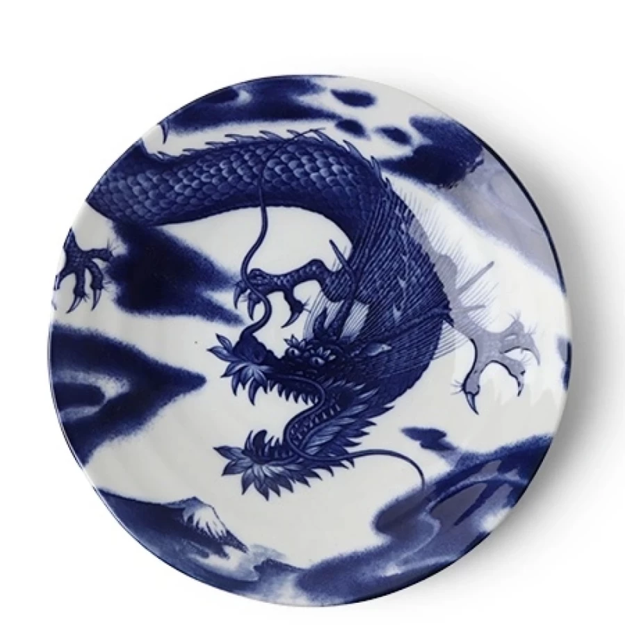 Miya Company Flying Dragon 10 Inch Decorative Plate - Handcrafted Ceramic Dinner Plate for Dining & Display