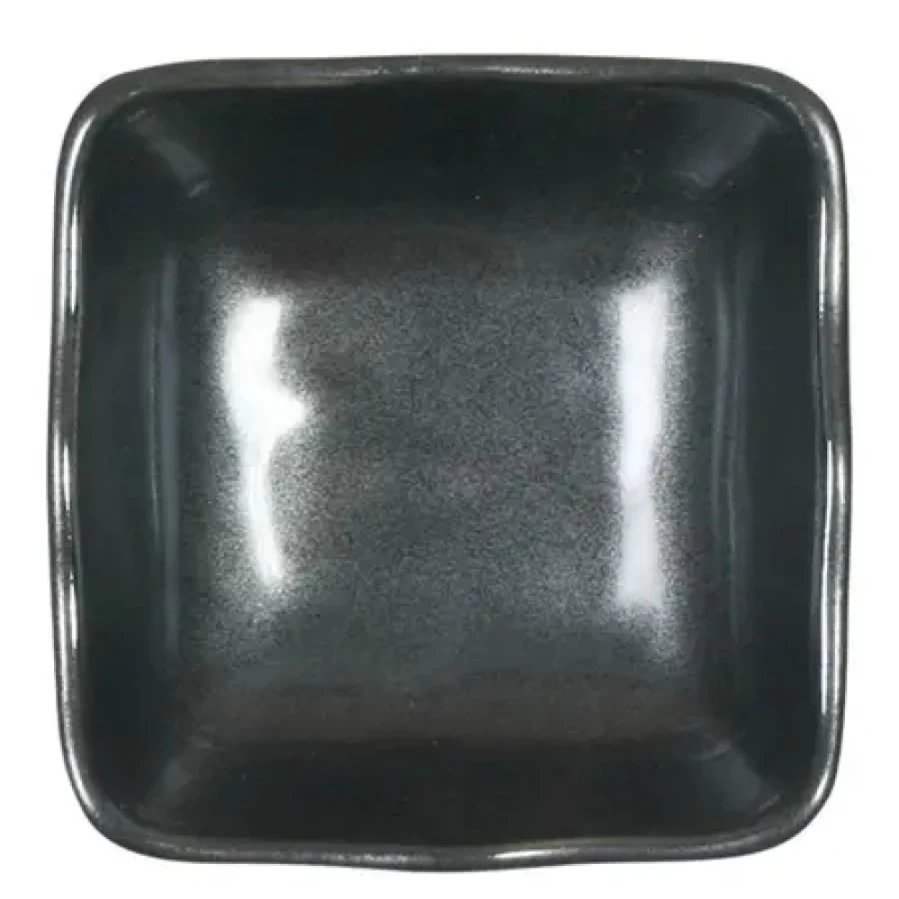 Miya Company Iron Glaze Ceramic Square Dish 3.25 Inch Decorative Serving Plate