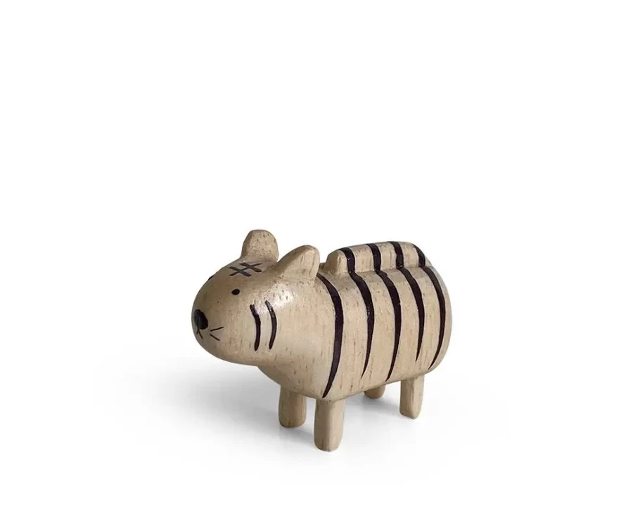 Miya Company Handcrafted Wooden Tiger Zodiac Animal Figurine - T-Lab Collection
