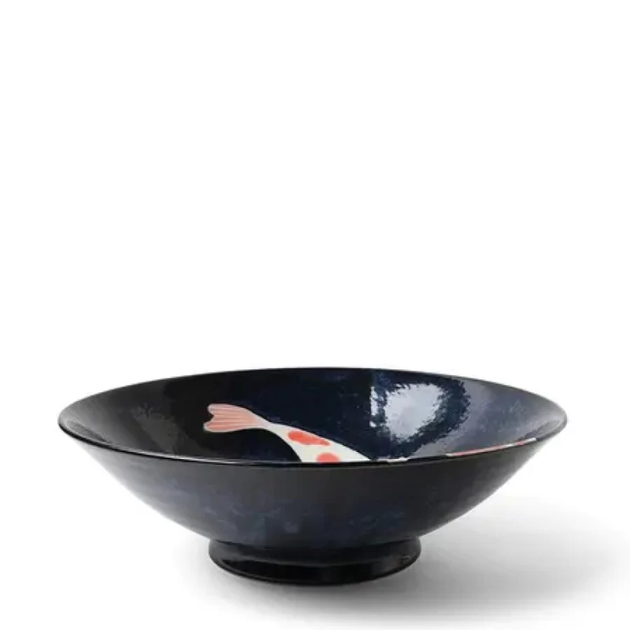 Miya Company Namako Koi Ceramic Serving Bowl - 9.75 Inch Japanese Style Soup Dish for Dining & Entertaining