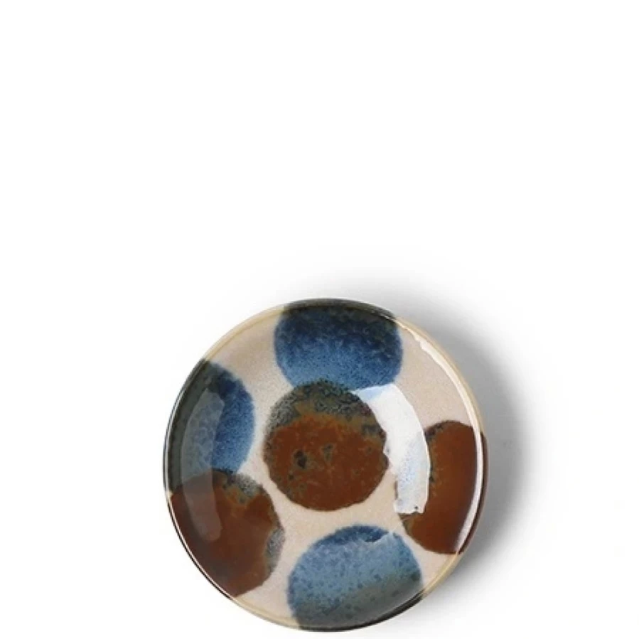 Rustic Blue & Brown 3.5" Ceramic Sauce Dish by Miya Company – Handcrafted Small Appetizer Plate