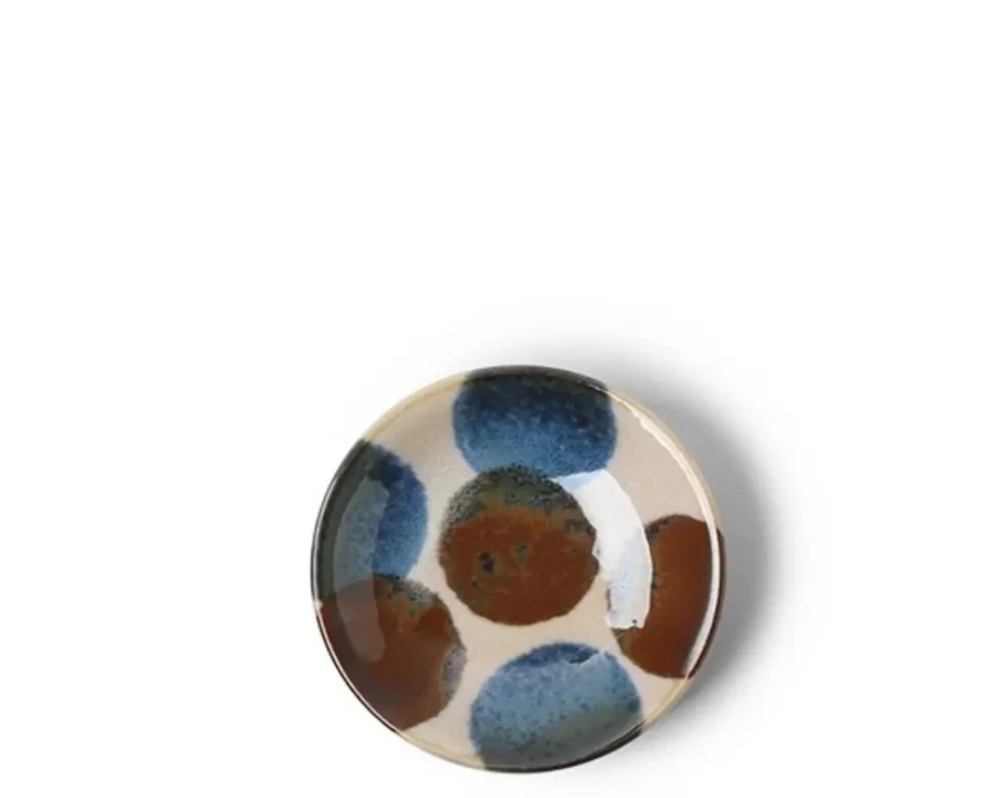 Rustic Blue & Brown 3.5" Ceramic Sauce Dish by Miya Company – Handcrafted Small Appetizer Plate