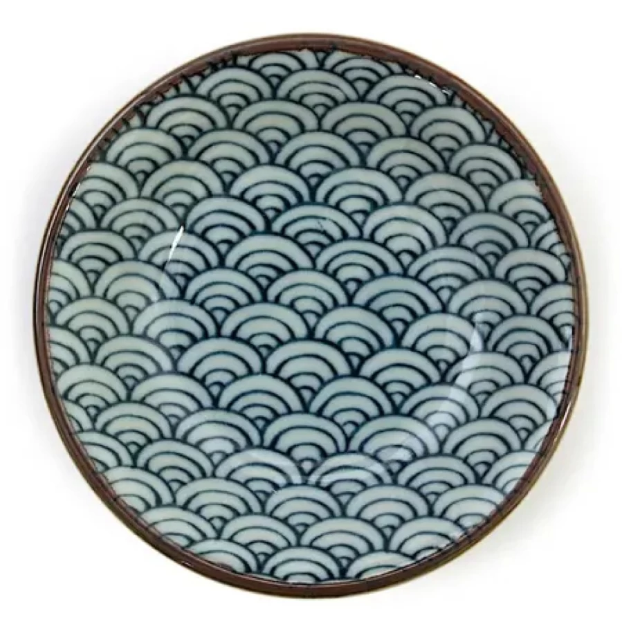 Miya Company 4-Inch Blue Wave Sauce Dish – Durable Ceramic Appetizer Plate for Entertaining