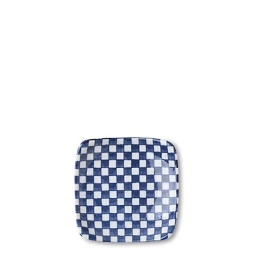 Miya Company Blue and White Ichimatsu Pattern 3.5 Inch Ceramic Plate - Traditional Japanese Design